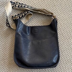 Vegan leather navy crossbody bag